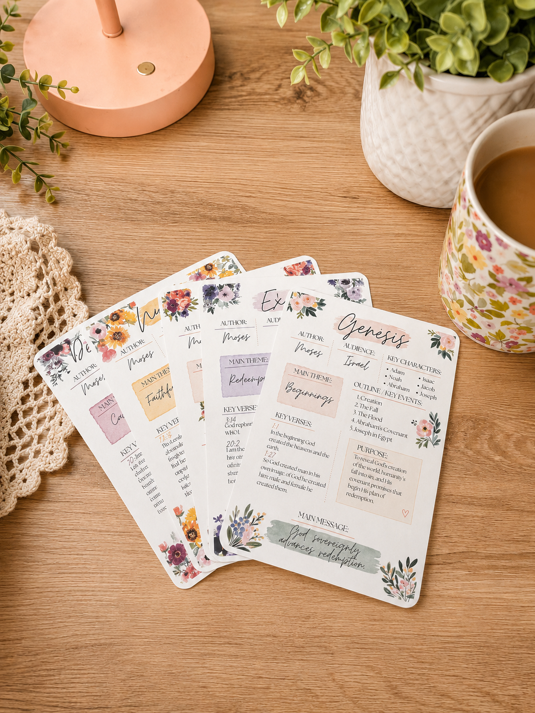 Bible Book Overview Inserts | Complete Reference Set for All 66 Books of the Bible | Printed 5x7 Bible Study Cards