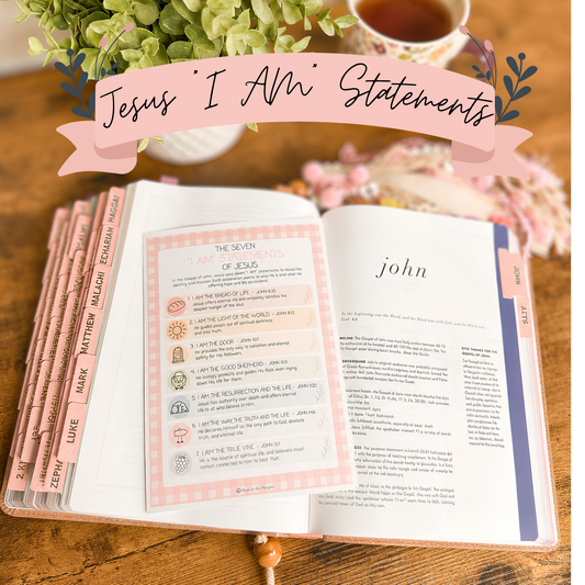 The Seven “I AM” Statements of Jesus | Printable Bible Study Insert | Gospel of John | Christian Bible Journal Page | Bible Reference | DIGITAL DOWNLOAD